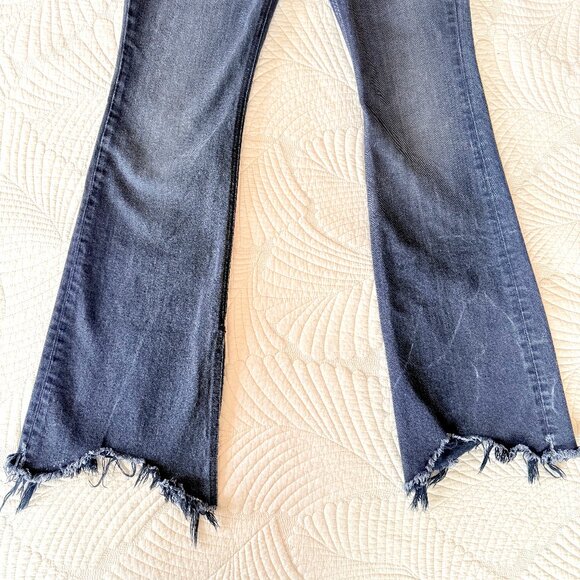 Rag & Bone Nina High Rise Flare Black Onyx Flare Leg Raw Hem Jeans Size 27 - Picture 6 of 15